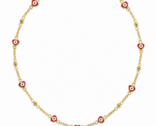 COLLAR DE CHAPA DE ORO CON OJOS ROJOS